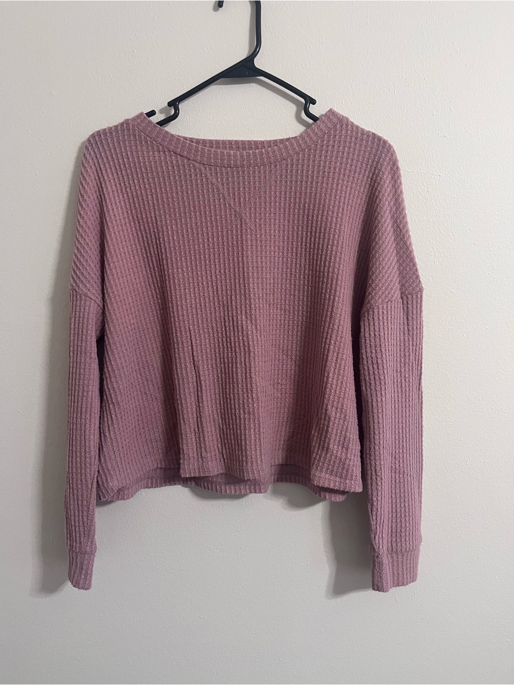 Charlotte Russe Waffle Knit Scoop Neck Sweater in Mauve